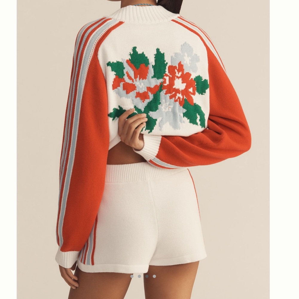 Anthropologie Daily Practice Sports Club Sweater Shorts Large White Stripe NWT - Picture 4 of 13